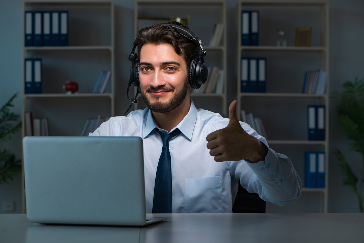 Young Man in Call Center 